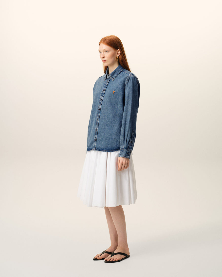 Blue Denim Cotton Ami De Coeur Shirt