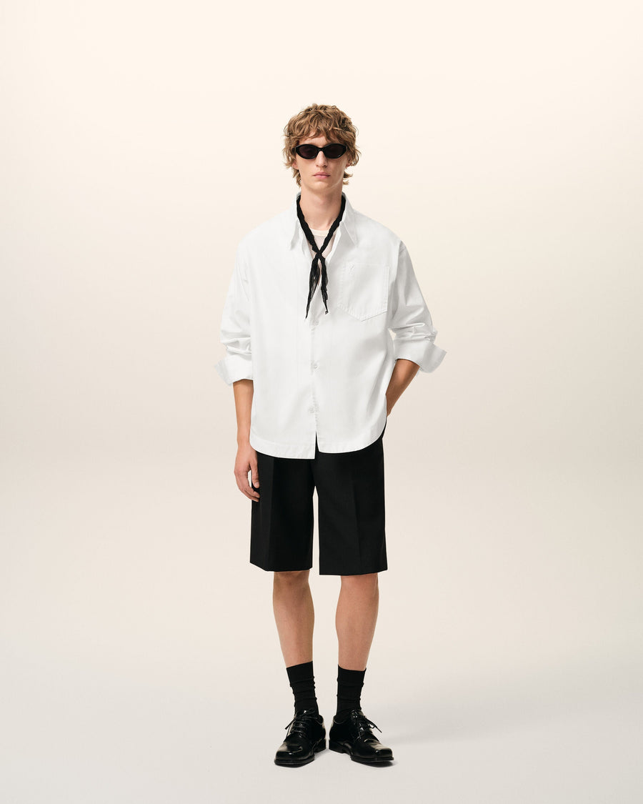 White Cotton Sharp Collar Ami De Coeur Wide Shirt