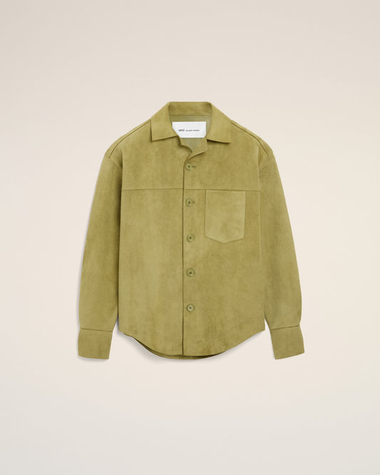 Green Goat Leather Buttoned Overshirt