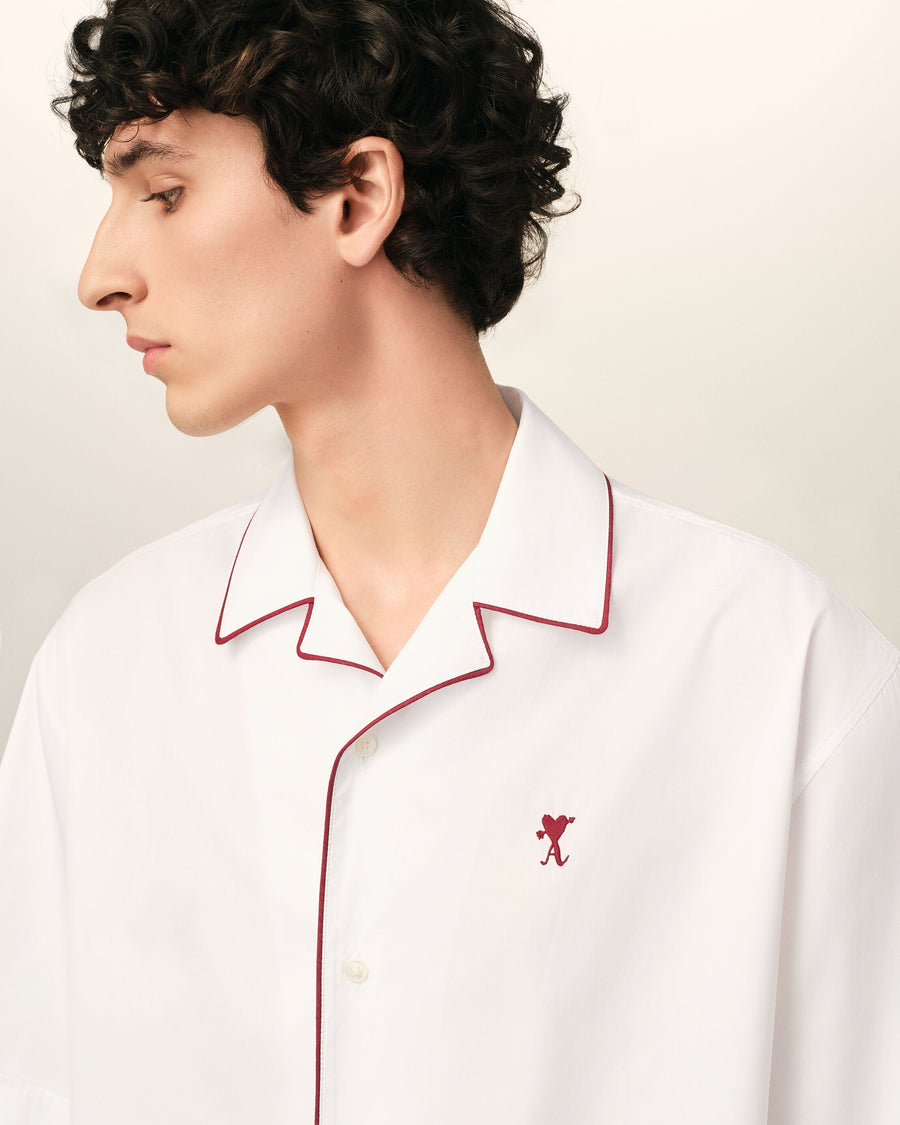 White cotton short-sleeve shirt with Ami de Coeur arrow