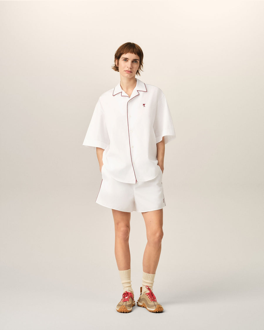 White cotton short-sleeve shirt with Ami de Coeur arrow