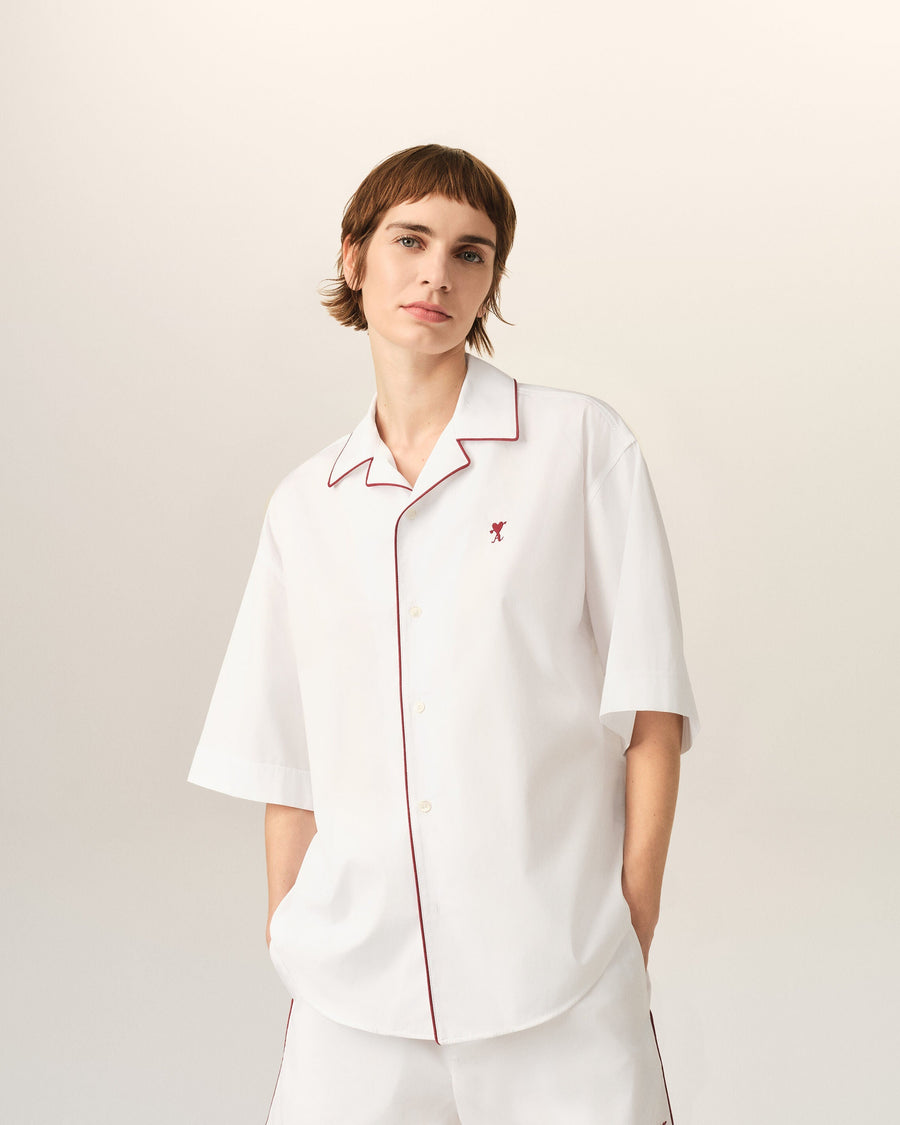 White cotton short-sleeve shirt with Ami de Coeur arrow