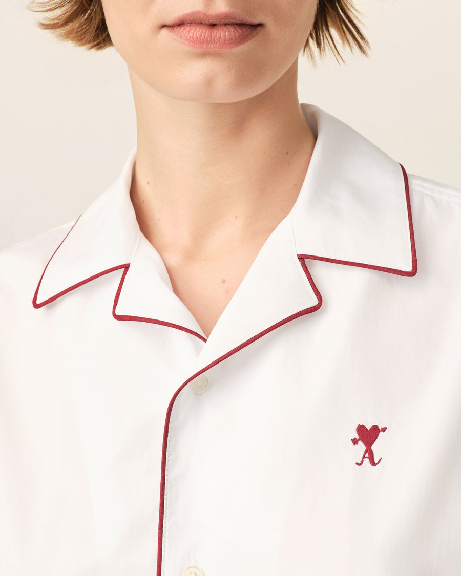 White cotton short-sleeve shirt with Ami de Coeur arrow