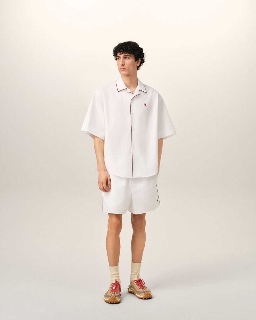 White cotton short-sleeve shirt with Ami de Coeur arrow