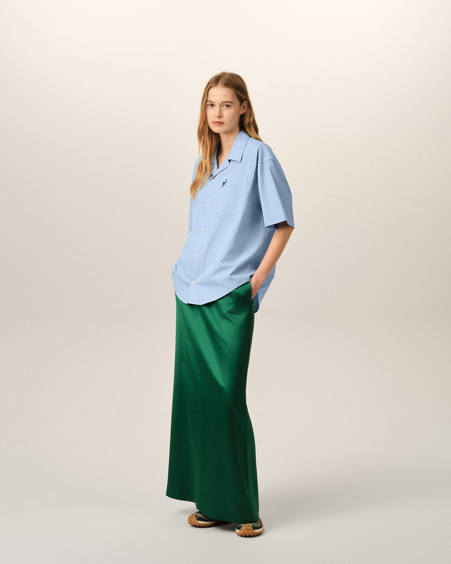 Blue boxy cotton short-sleeve shirt with Ami de Coeur tulip
