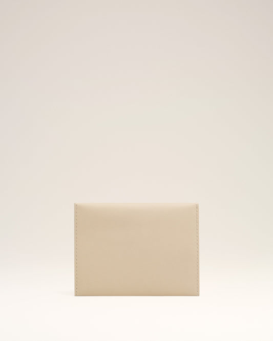 Beige Leather Carrousel Folded Card Holder