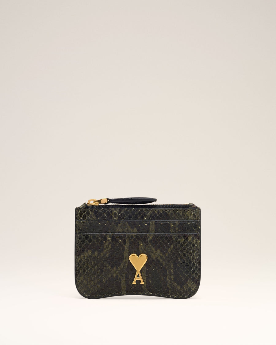 Green Leather Zipped Card Holder
