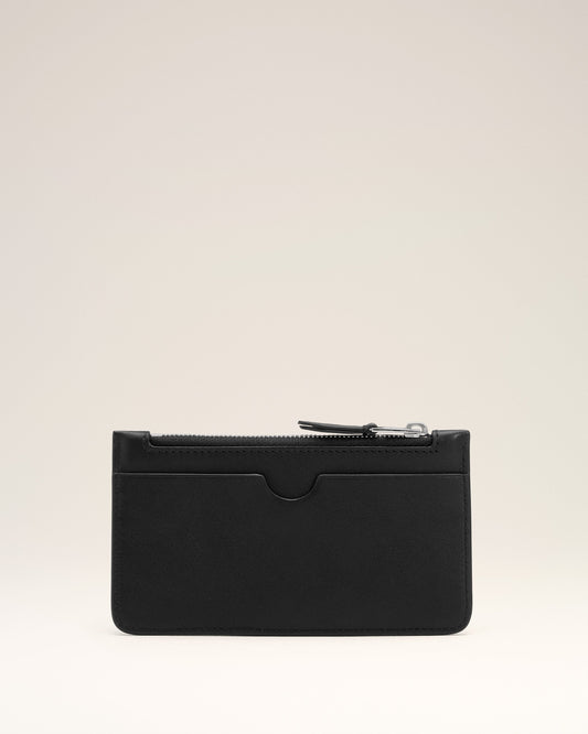 Black Smooth Leather Ami De Coeur Zipped Card Holder