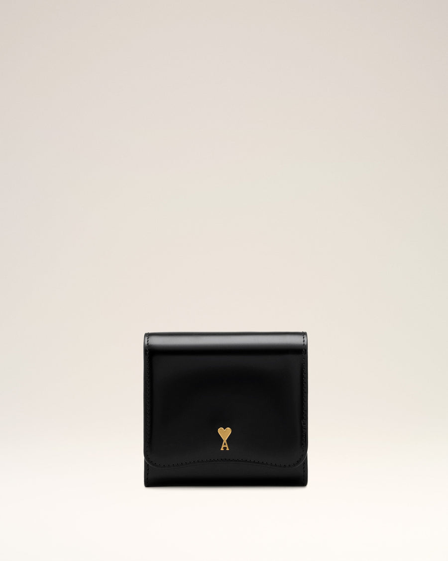 Black Glazed Leather Paris Paris Compact Wallet