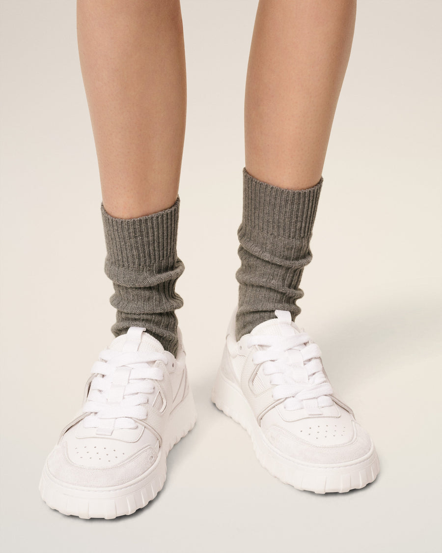 White Smooth Leather Low Top A Walk Sneakers