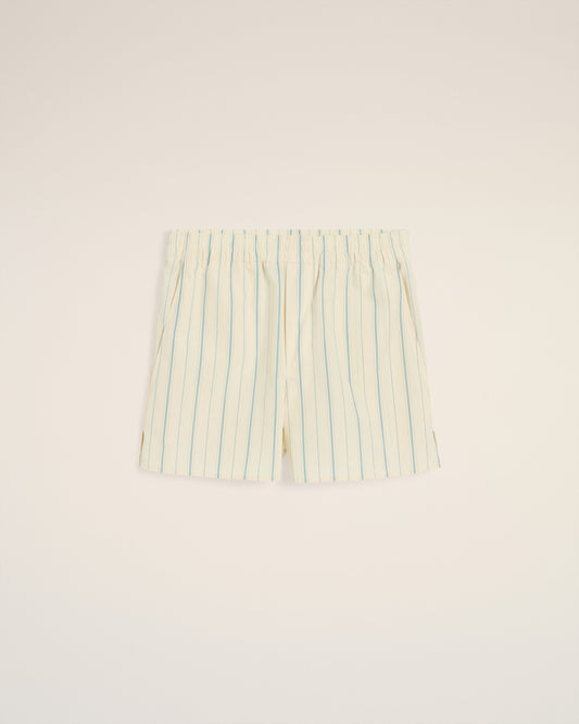 Beige Cotton Striped Short