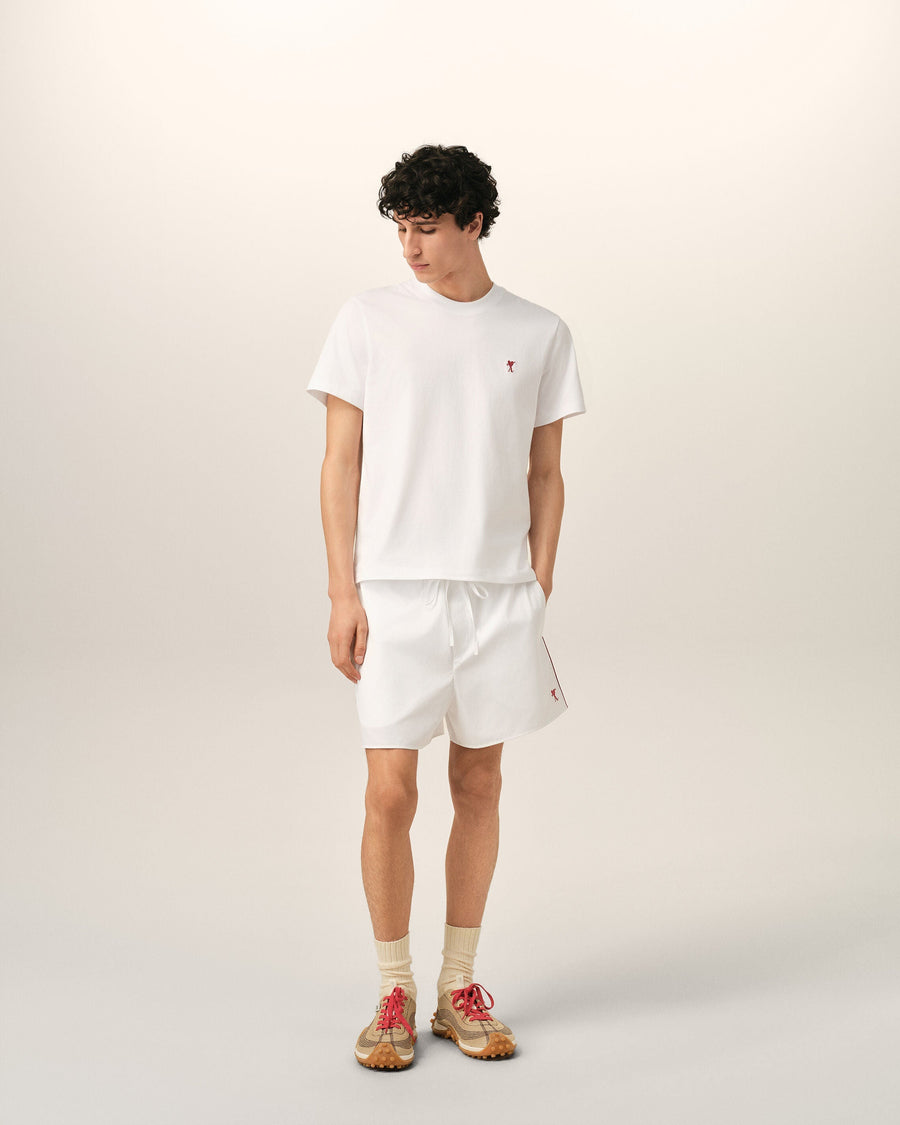 White cotton shorts with Ami de Coeur arrow
