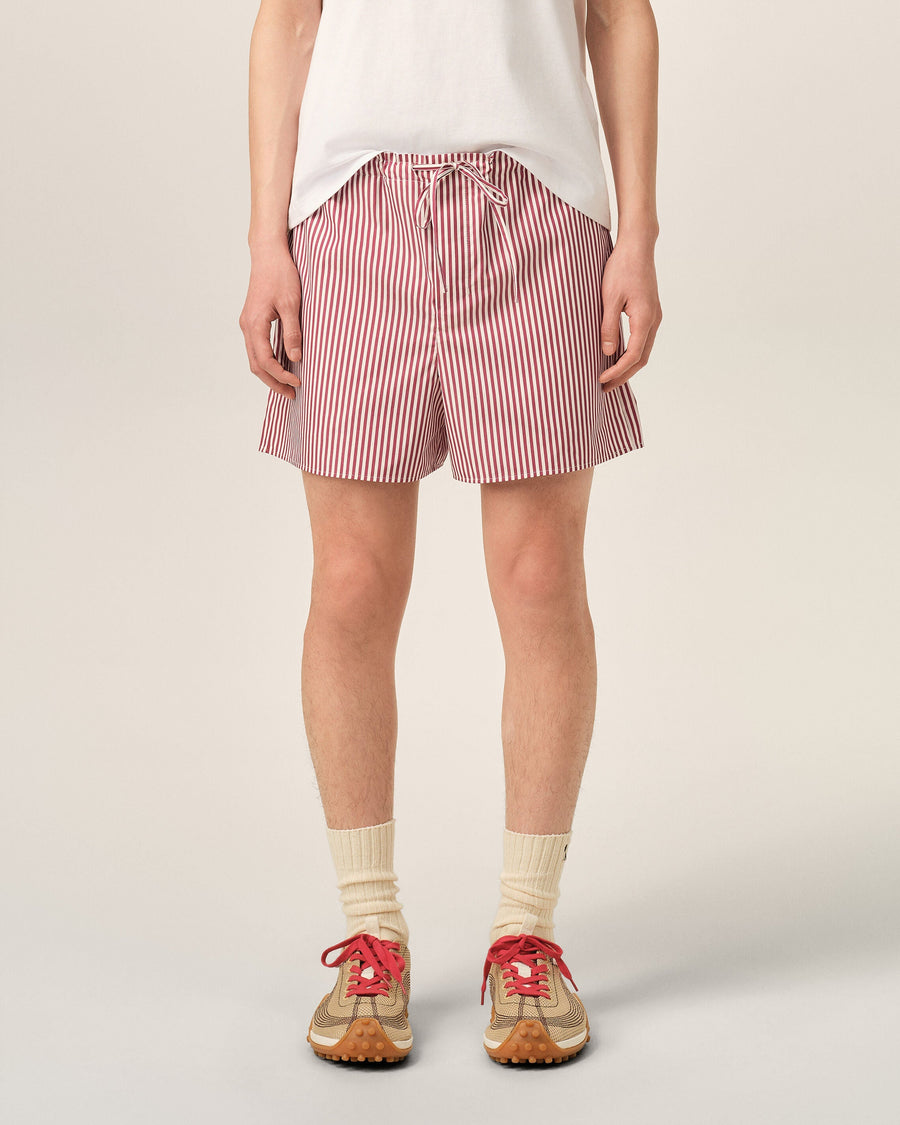 Red striped cotton shorts with Ami de Coeur arrow