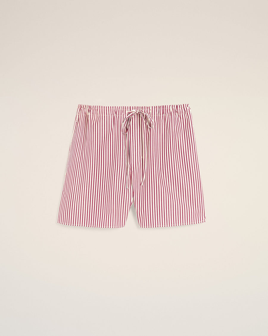 Red striped cotton shorts with Ami de Coeur arrow