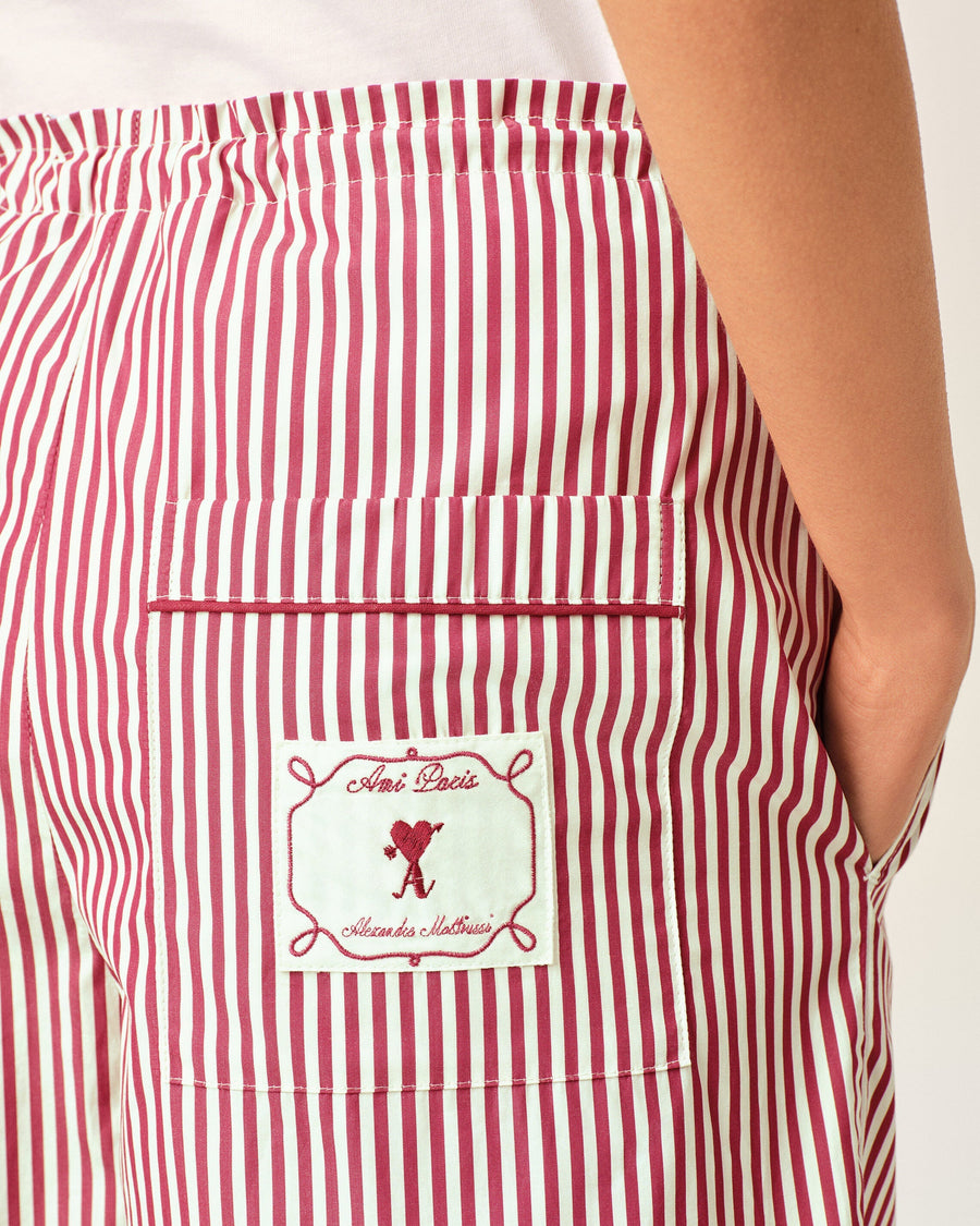 Red striped cotton shorts with Ami de Coeur arrow