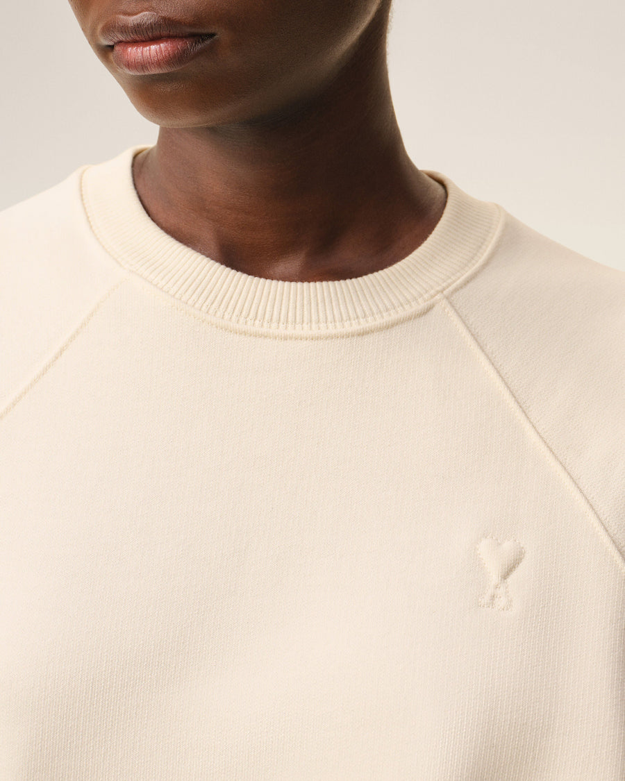 White Cotton Embossed Ami De Coeur Sweatshirt