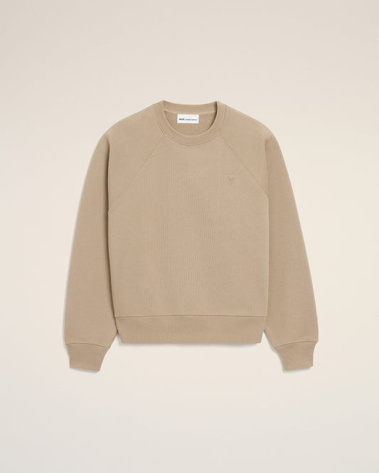 Beige Cotton Embossed Ami De Coeur Sweatshirt