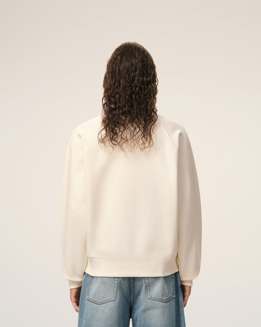 White Cotton Embossed Ami De Coeur Sweatshirt