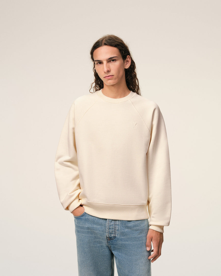 White Cotton Embossed Ami De Coeur Sweatshirt