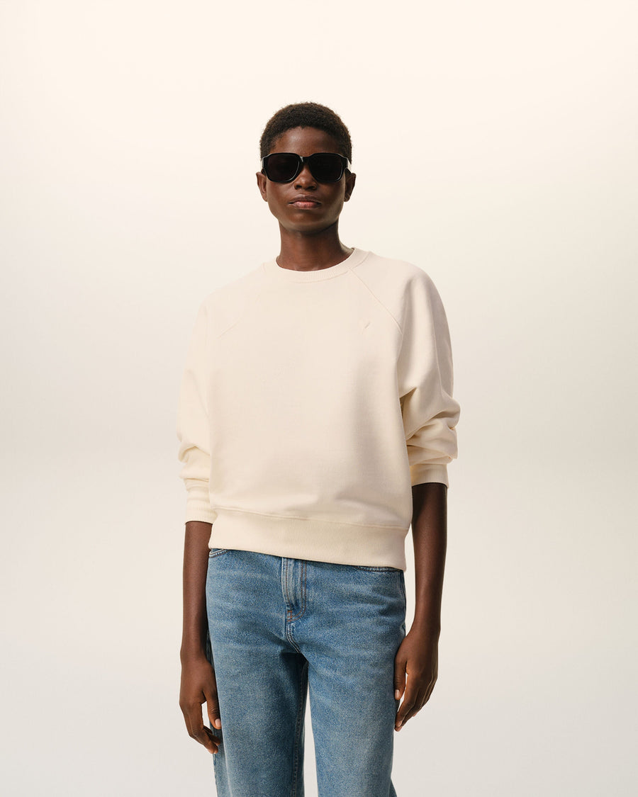 White Cotton Embossed Ami De Coeur Sweatshirt