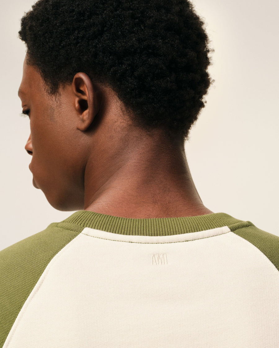 White And Green Cotton Knitted Ami De Coeur Sweatshirt