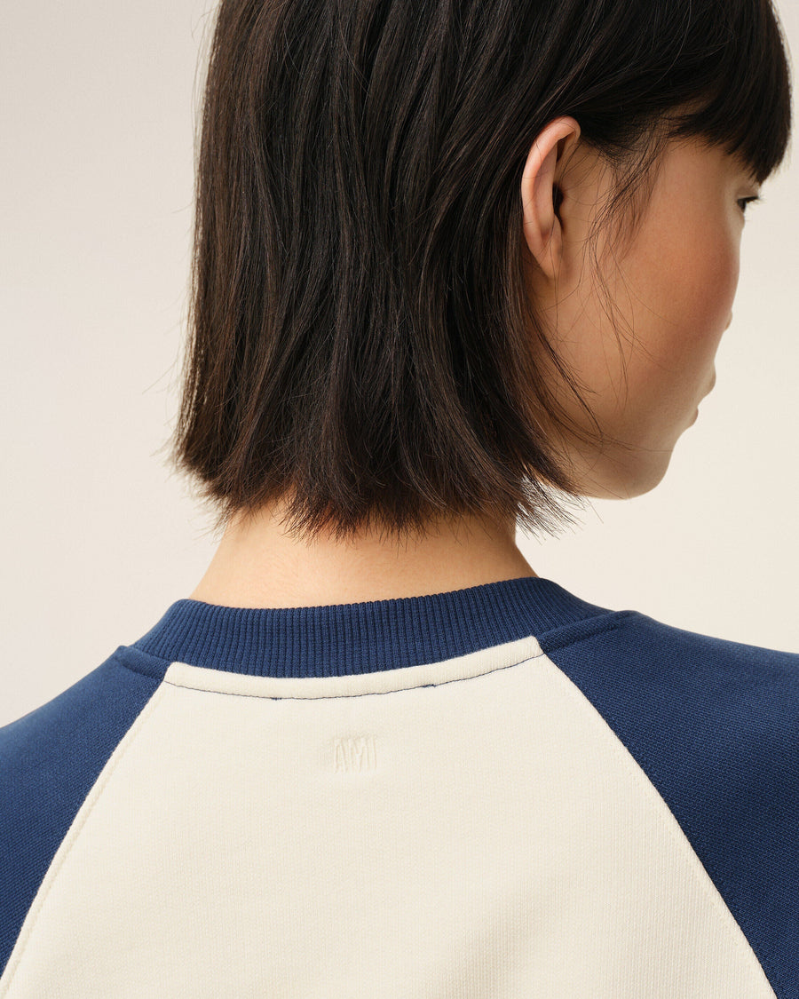White And Blue Cotton Knitted Ami De Coeur Sweatshirt