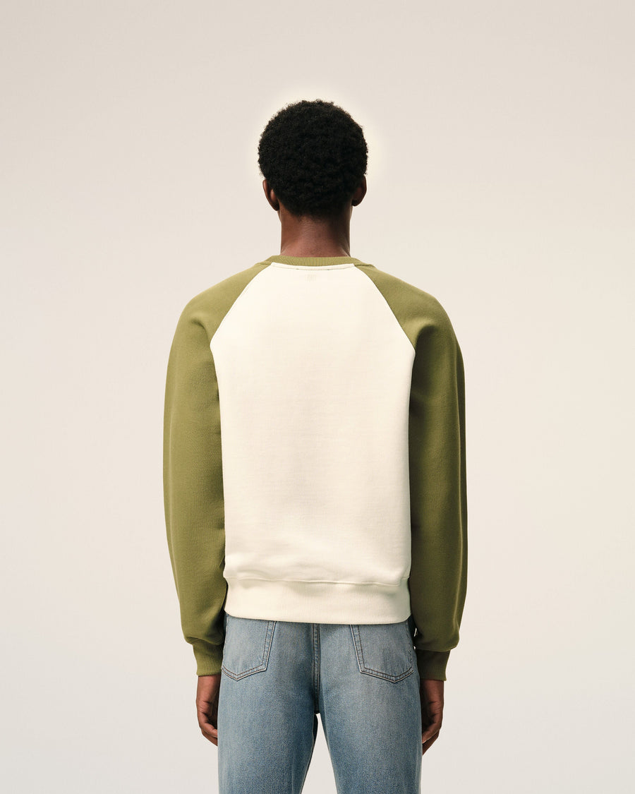 White And Green Cotton Knitted Ami De Coeur Sweatshirt