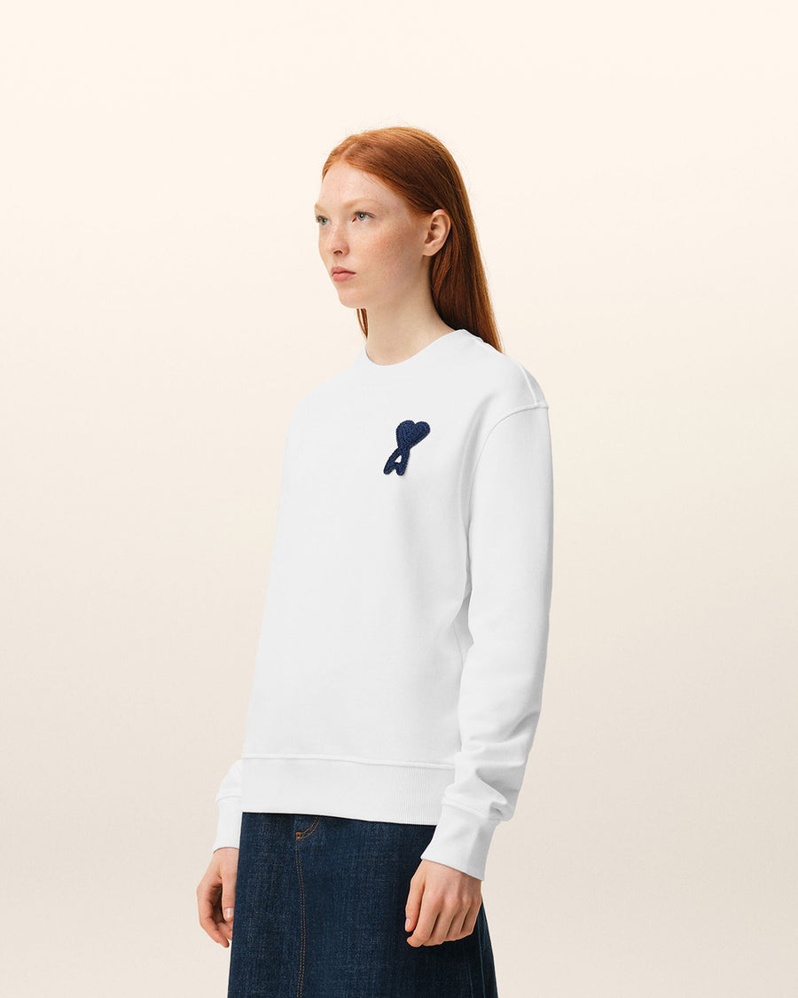 White Cotton Knitted Ami De Coeur Sweatshirt