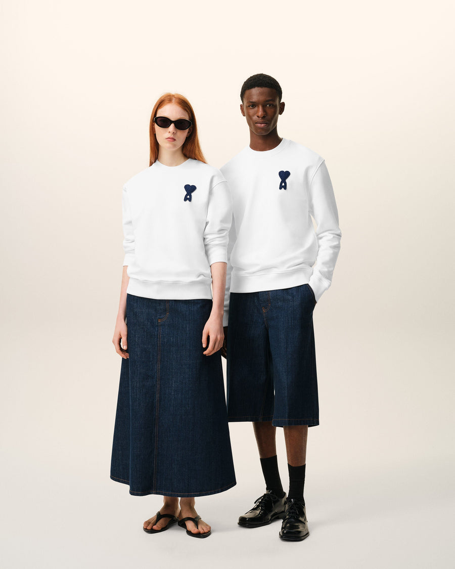 White Cotton Knitted Ami De Coeur Sweatshirt