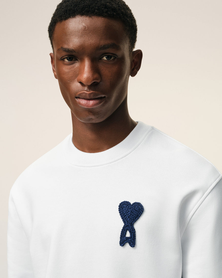 White Cotton Knitted Ami De Coeur Sweatshirt