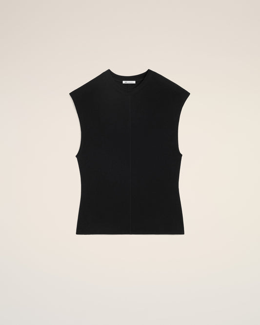 Black Jersey Sleeveless Fitted Top