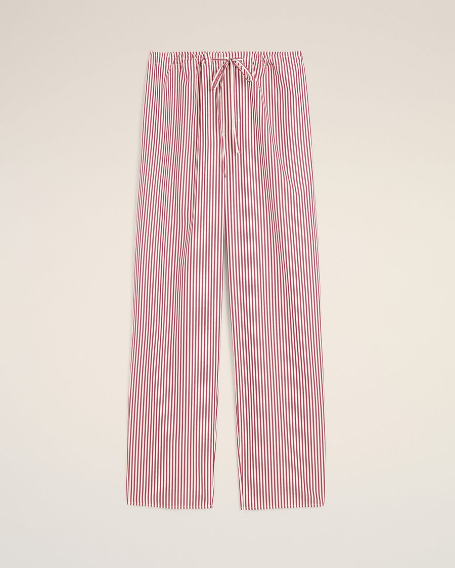 White elasticated-waist striped cotton trousers