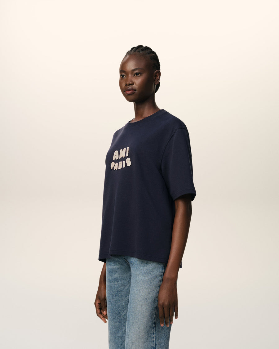 Navy Cotton Ami Paris Patch T-Shirt