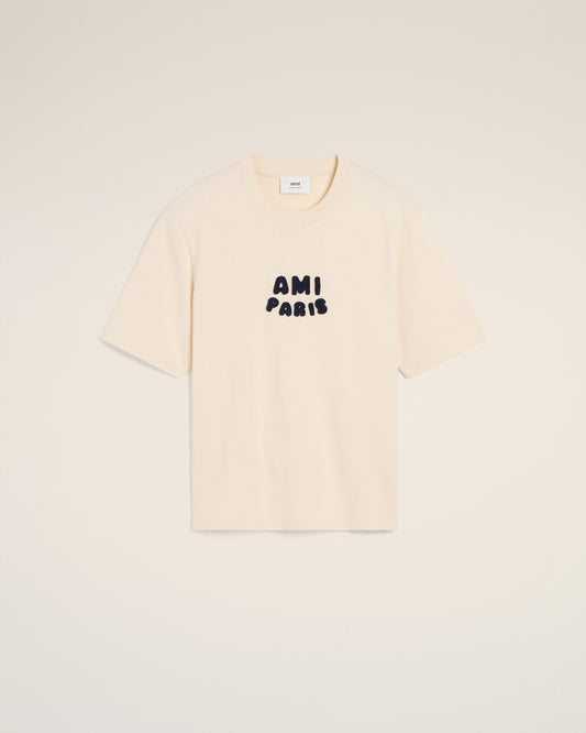 Beige Cotton Ami Paris Patch T-Shirt