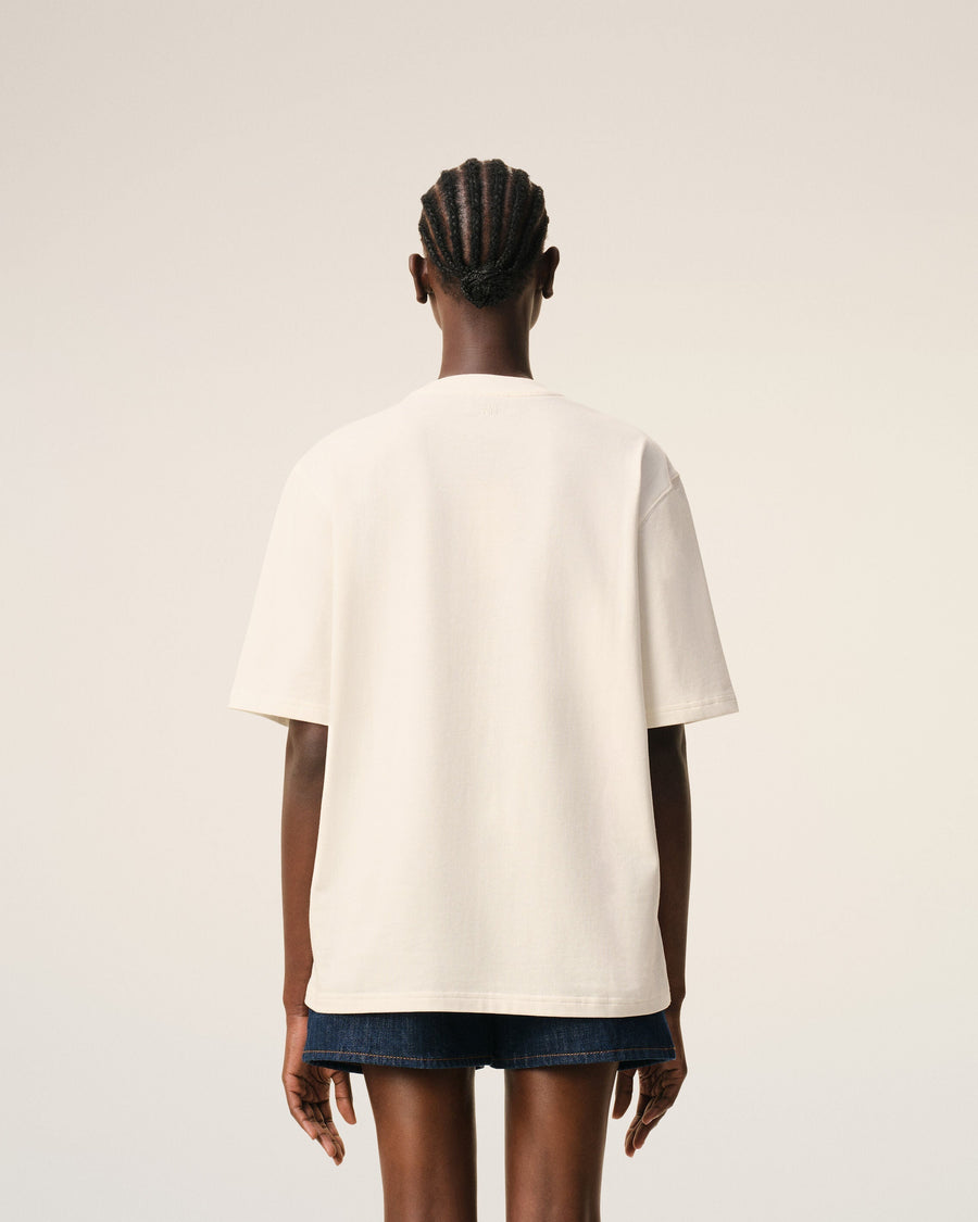 White Cotton Ami De Coeur Embossed T-shirt