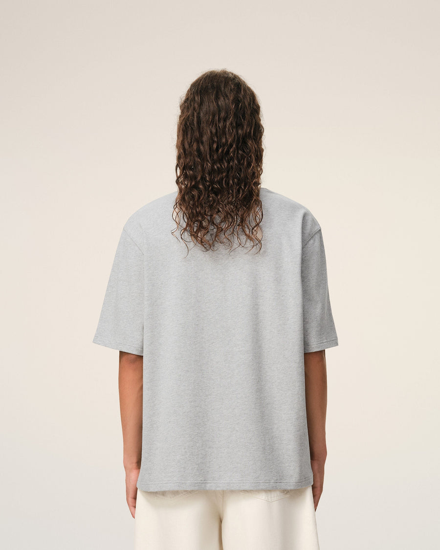 Grey Cotton Ami De Coeur Embossed T-shirt