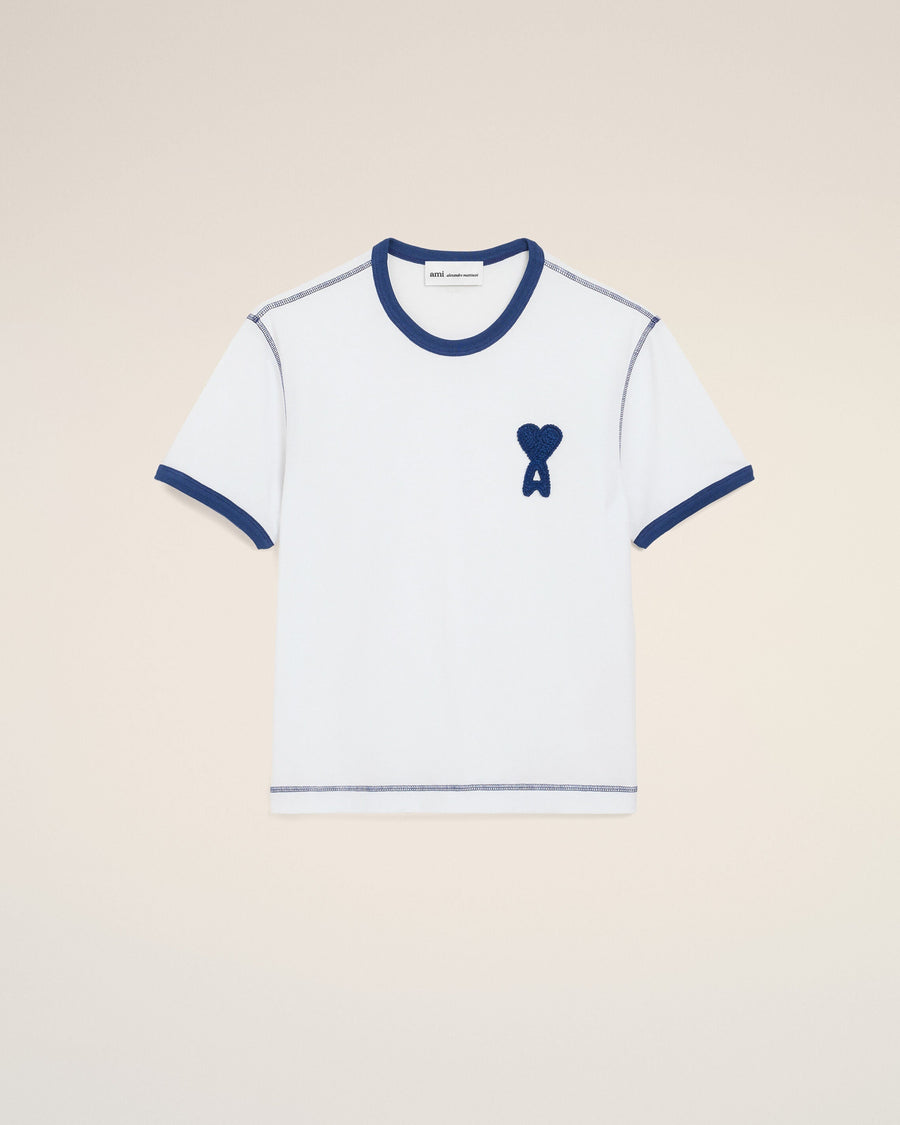 White Cotton Ami De Coeur Knitted Patch T-shirt