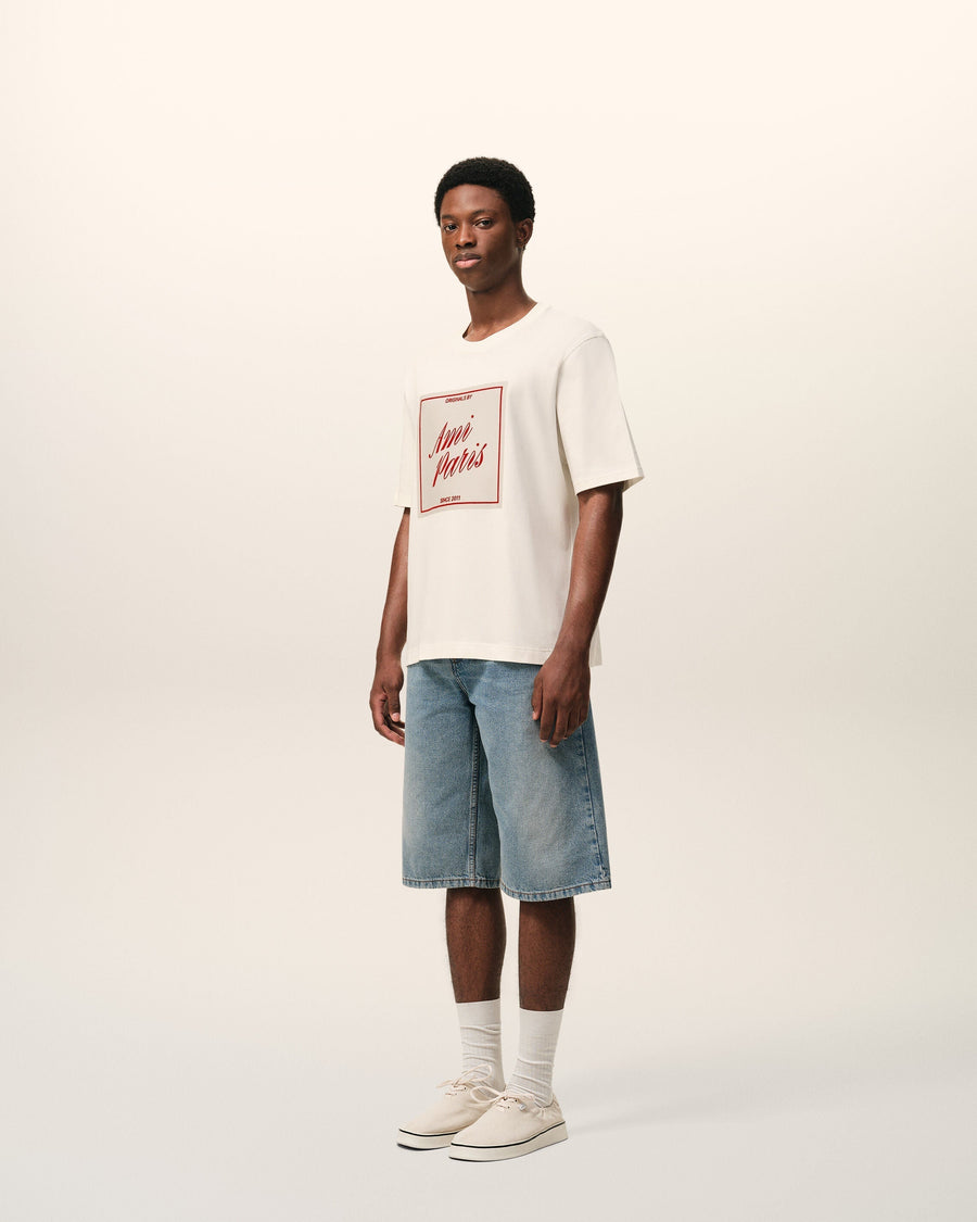 White Cotton Ami Paris Heritage Print T-shirt