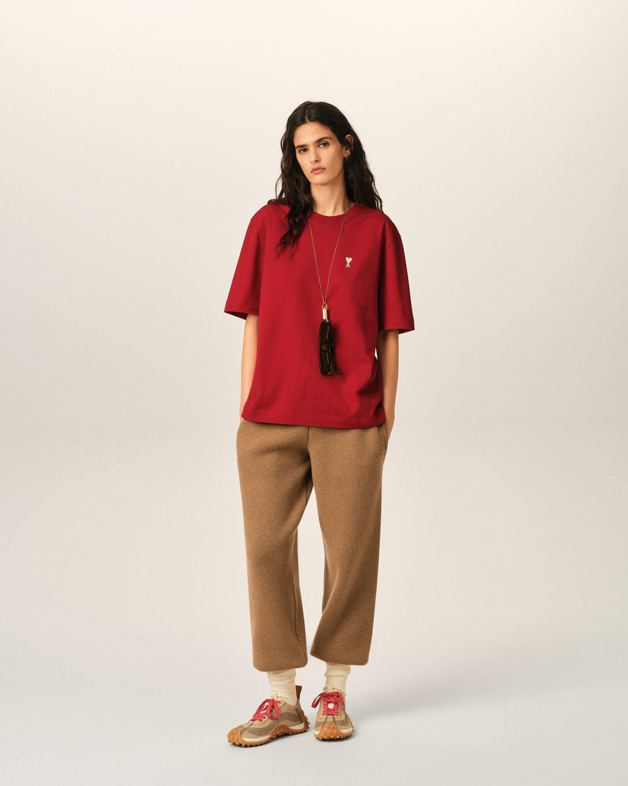Red printed cotton "Place des Victoires" t-shirt